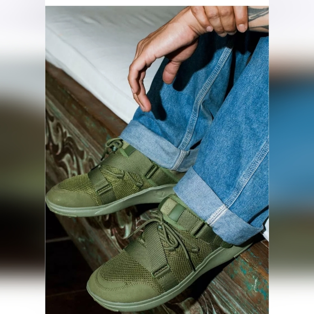 NWT Wasted Collective Mens Olive Green Eco Sneaker 7 NIB Recycled Material $141
